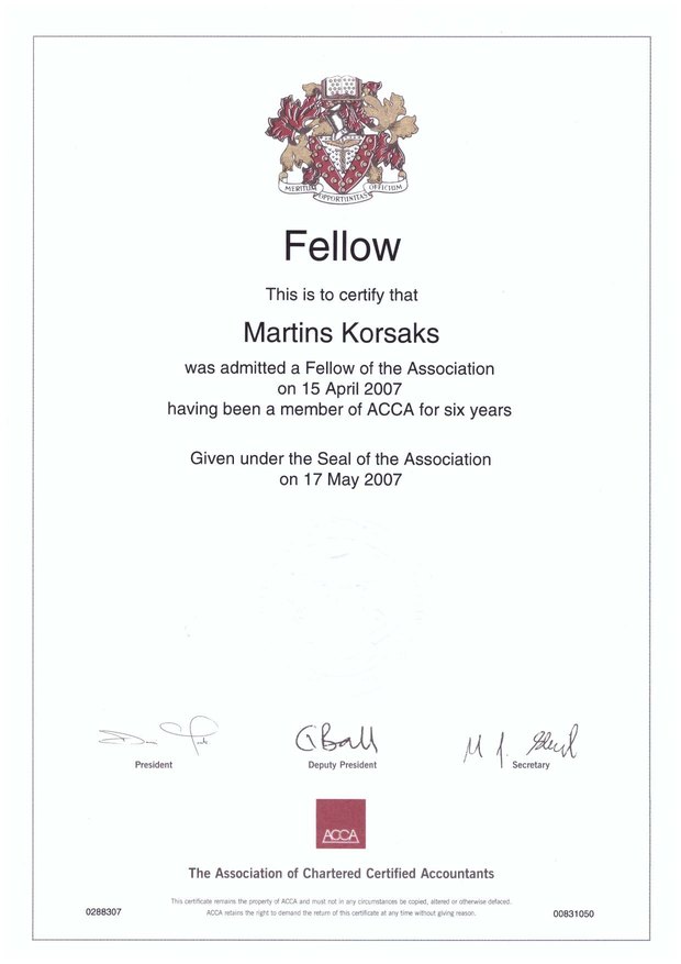 ACCA Fellow - ACCA, 2007